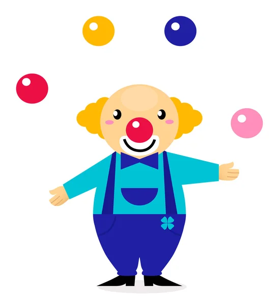 Симпатична мультяшна жонглера персонаж клоуна — стоковий вектор