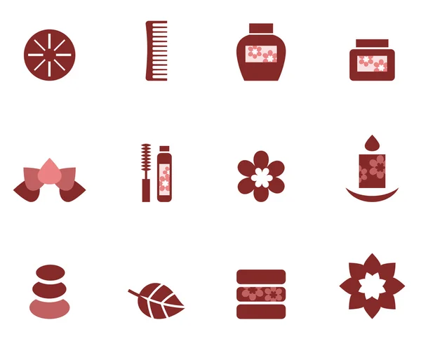 Conjunto de iconos de spa y bienestar aislados en blanco (marrón  ) — Vector de stock