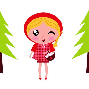 Cute little Red riding hood in a Forest clipart