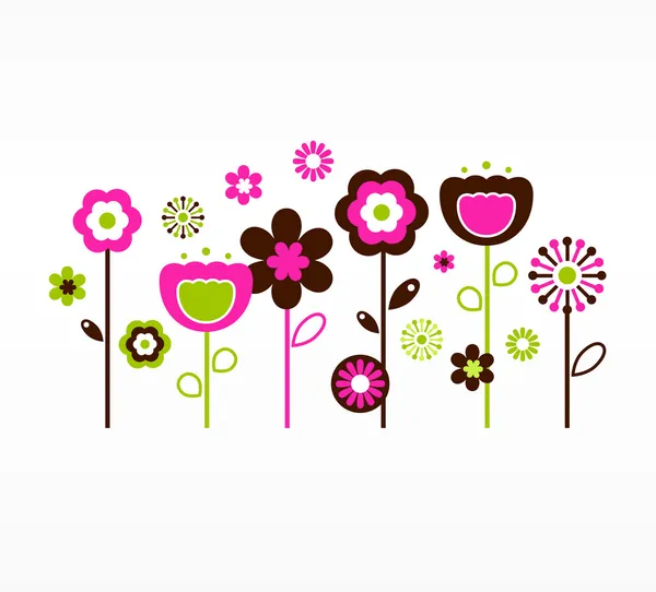 Ретро весняний сад (рожевий і коричневий  ) — стоковий вектор