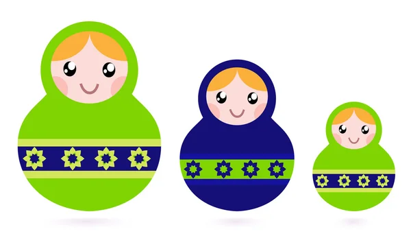 Matryoshka κούκλες οικογένειας που απομονώνονται σε λευκό — Διανυσματικό Αρχείο
