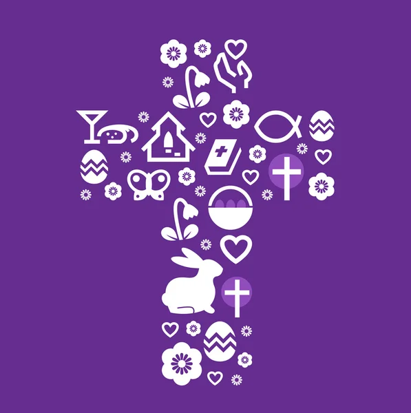 Cruz estilizada de Pascua aislada en púrpura — Archivo Imágenes Vectoriales