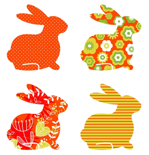 Abstract floral bunnies set isolated on white — Stock Vector