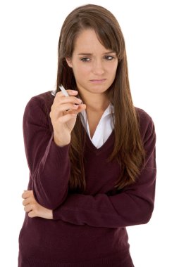 Teenage girl holding fag clipart