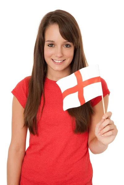 Woman waving England flag — Stock Photo, Image
