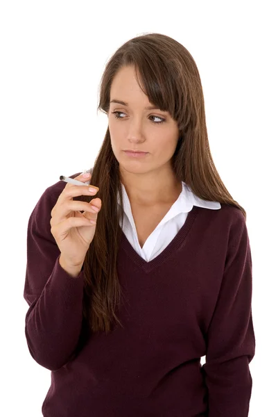 Teenage girl holding fag — Stock Photo, Image