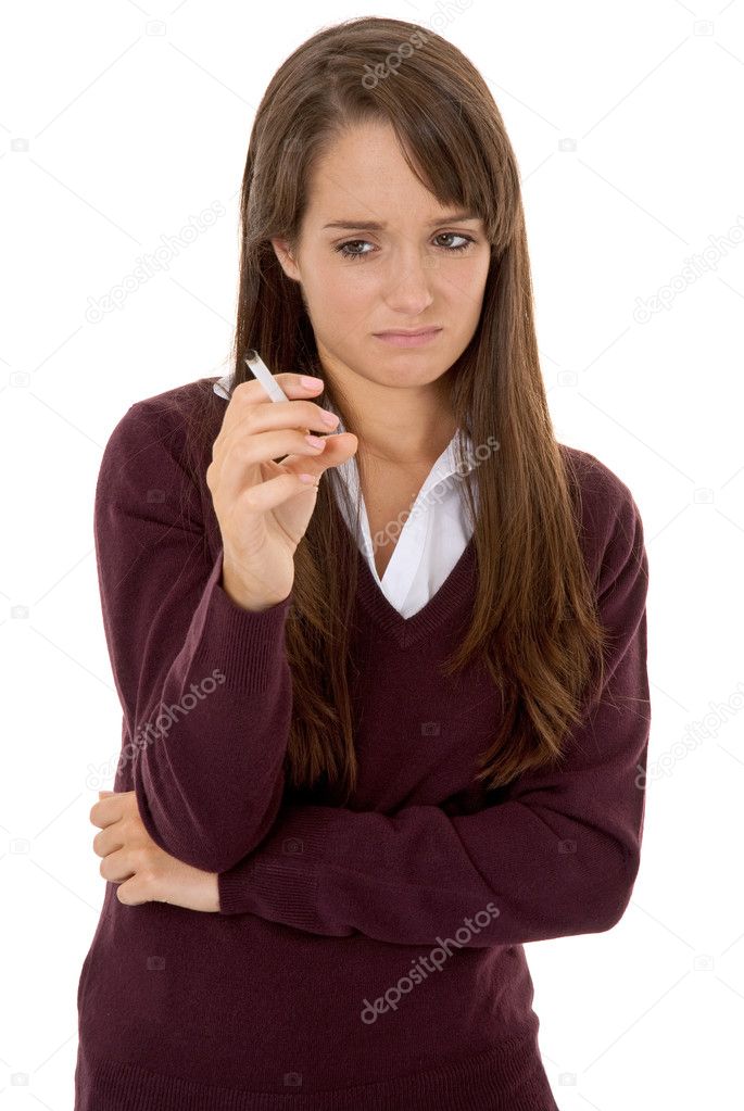 Teenage girl holding fag