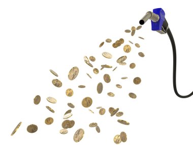 Fuel nozzle pouring Dollar coins clipart