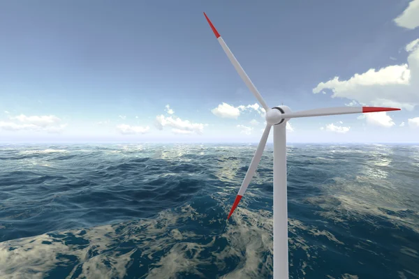 Turbina eólica no mar — Fotografia de Stock