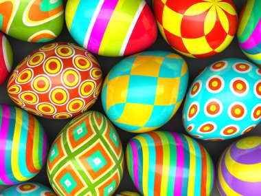 Colorful painted easter eggs clipart