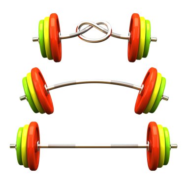 Multicolored barbells in different position clipart