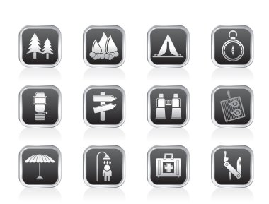 Camping, travel and Tourism icons clipart