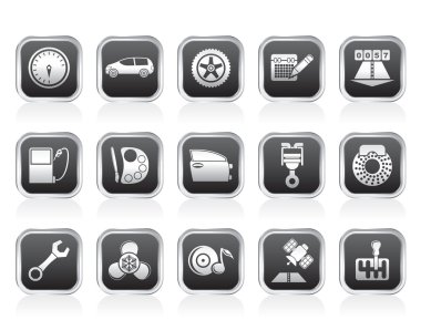 Car parts, services and characteristics icons clipart