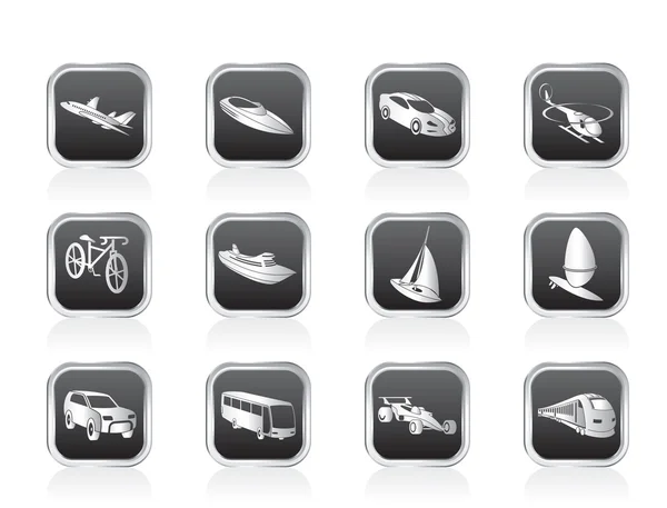 Différents types d'icônes de transport et de voyage — Image vectorielle