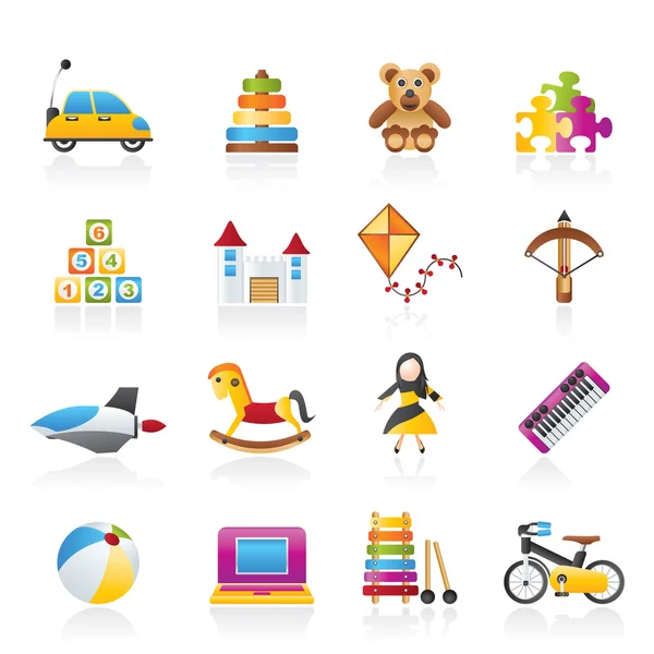 Diferentes tipos de ícones de brinquedos —  Vetores de Stock