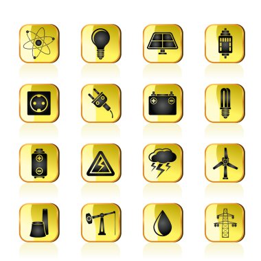 Power and electricity industry icons clipart