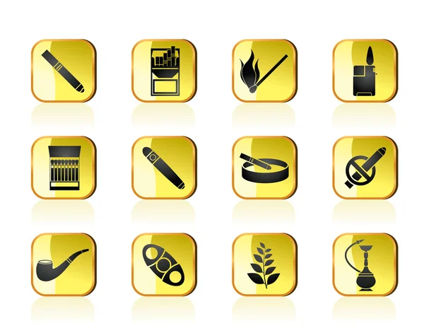 Tabagisme et icônes de cigarette — Image vectorielle