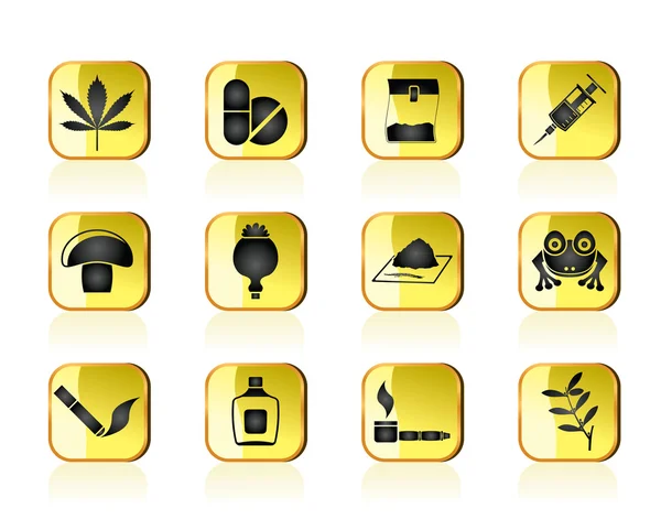 Different kind of drug icons — Stock Vector