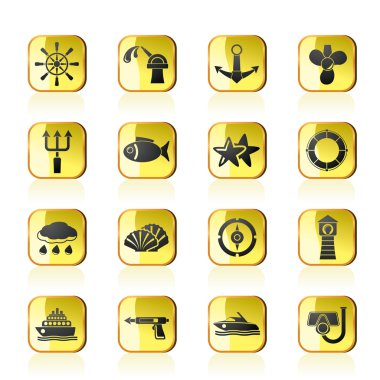 Marine and sea icons clipart
