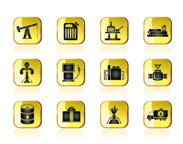 Olie- en benzineprijzen industrie pictogrammen — Stockvector