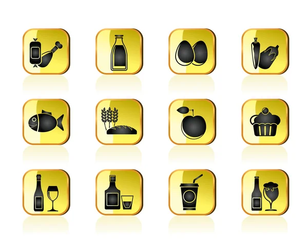Иконы еды, напитков и алиментов — стоковый вектор