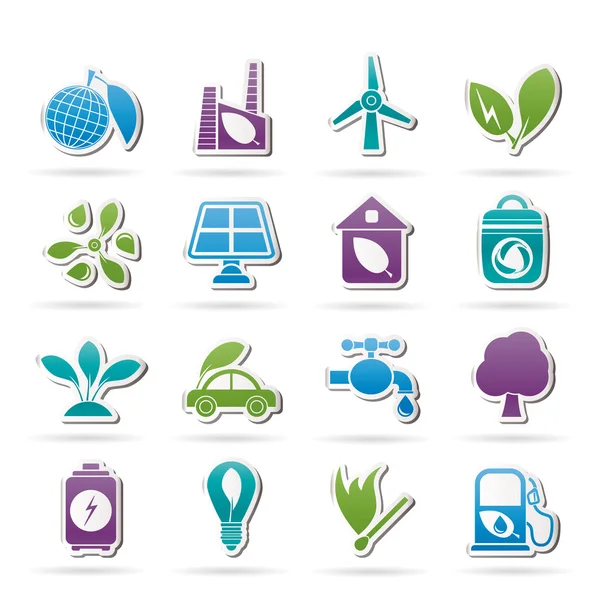 Grüne, ökologische und ökologische Symbole — Stockvektor