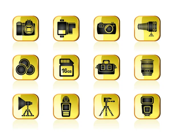 Photography equipment and tools icons — Stock Vector