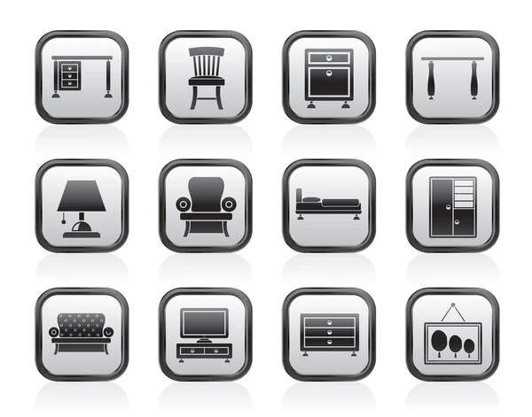 Domácí nábytek a zařízení ikony — Stockový vektor