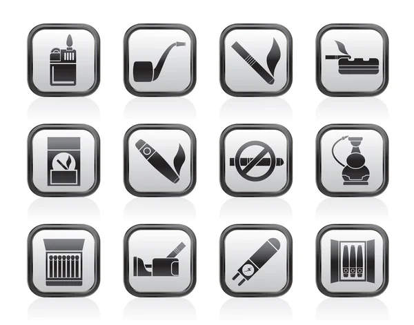 Smoking and cigarette icons — Stock Vector