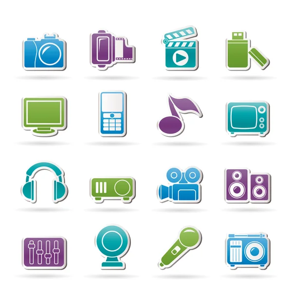 Iconos multimedia y tecnológicos — Archivo Imágenes Vectoriales