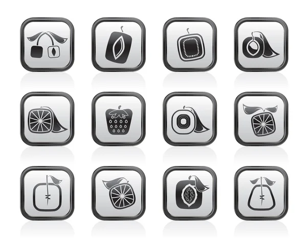Icônes abstraites de fruits carrés — Image vectorielle