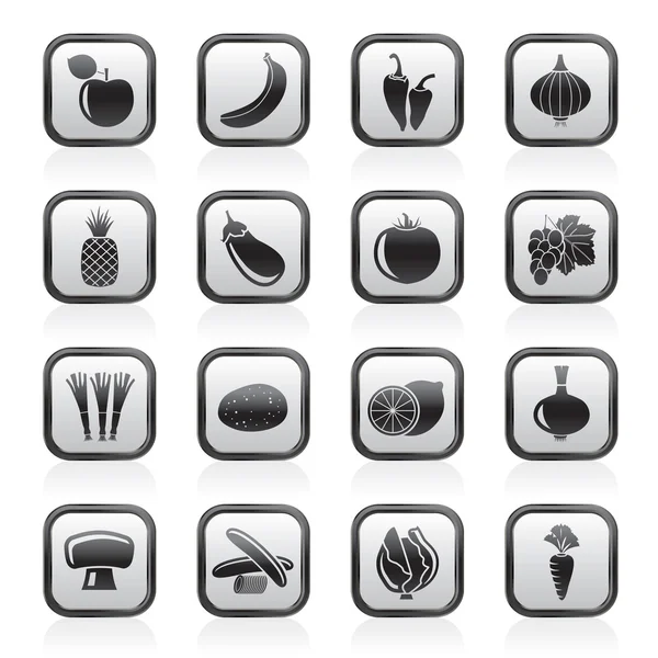 Diferentes tipos de frutas y verduras iconos — Vector de stock