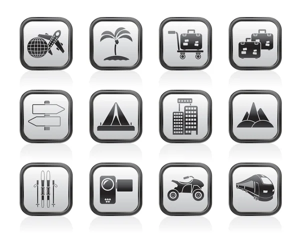 Holiday, travel and transportation icons — Stock Vector