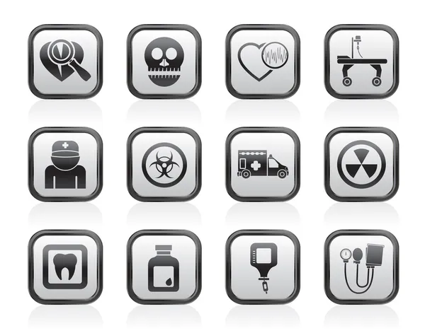 Icone di medicina e attrezzature ospedaliere — Vettoriale Stock