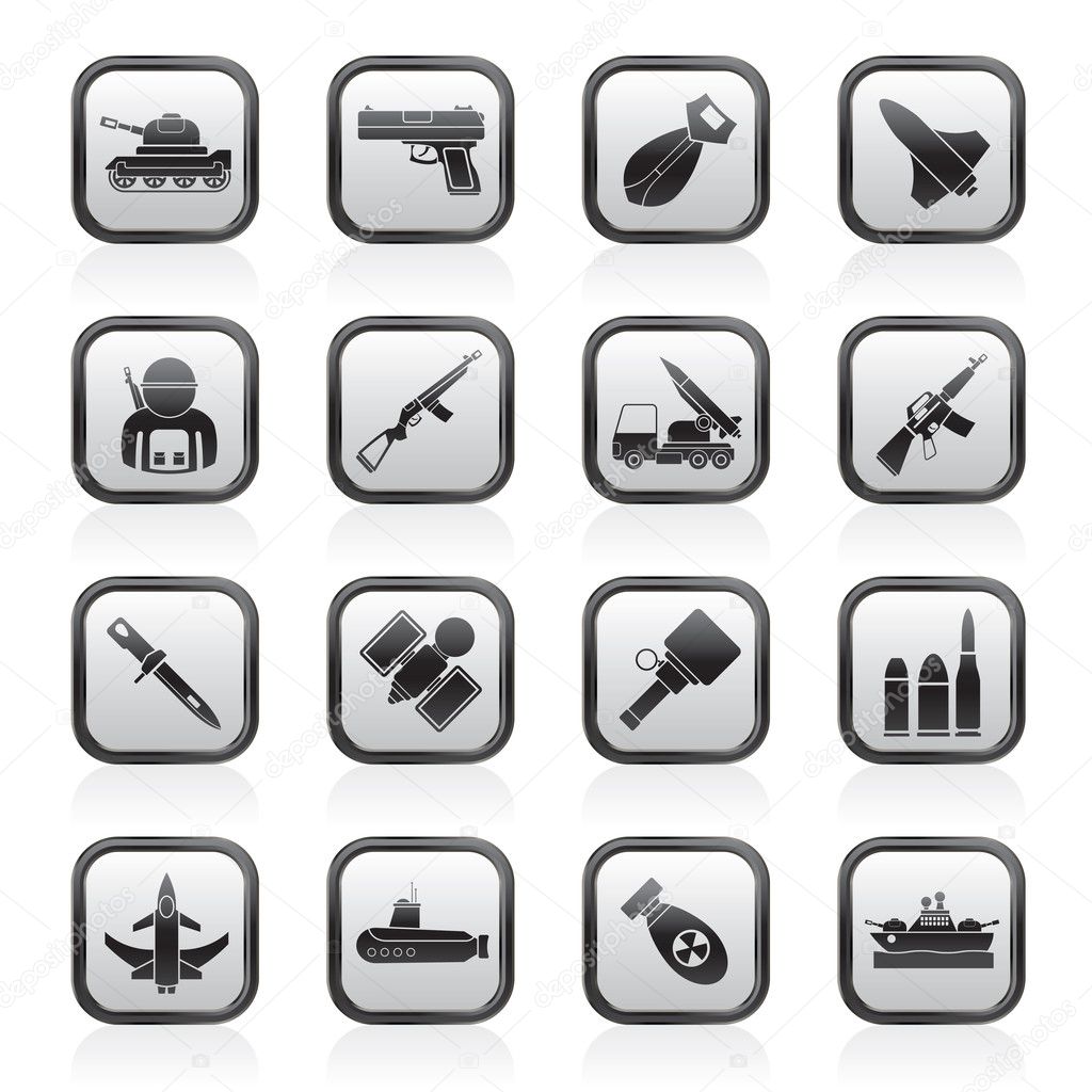 Army, weapon and arms Icons
