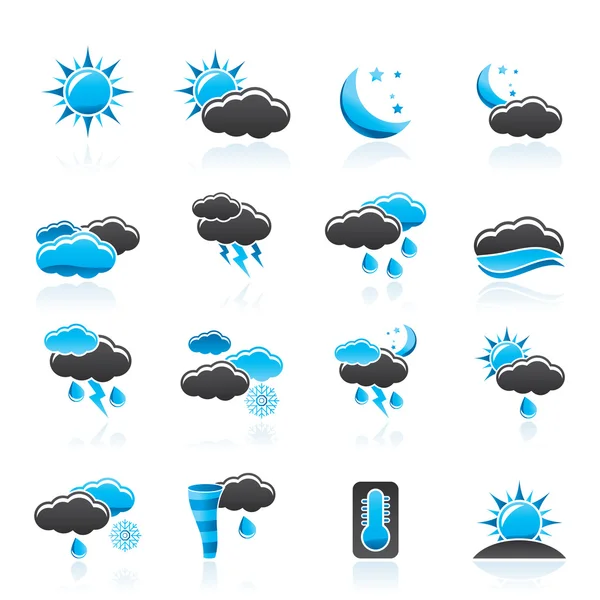 Väder och meteorologi ikoner — Stock vektor