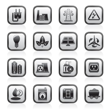 Power, energy and electricity icons clipart