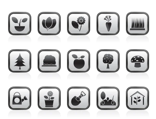 Different Plants and gardening Icons — Stock Vector