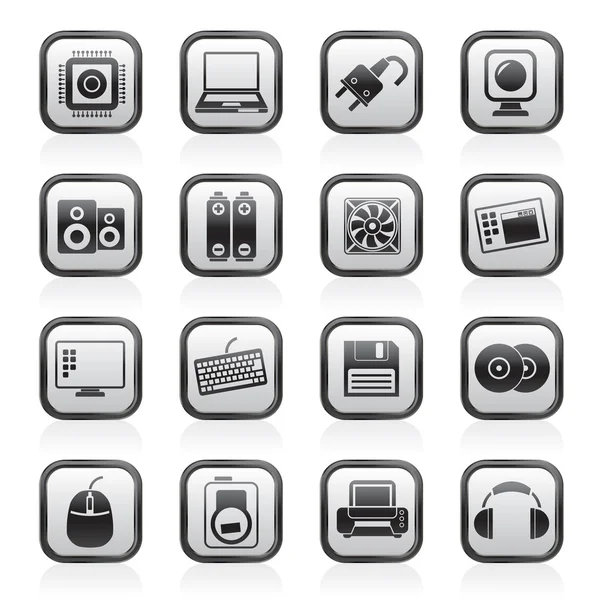Oggetti per computer e accessori icone — Vettoriale Stock
