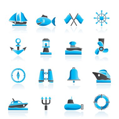 Marine, sea and nautical icons clipart