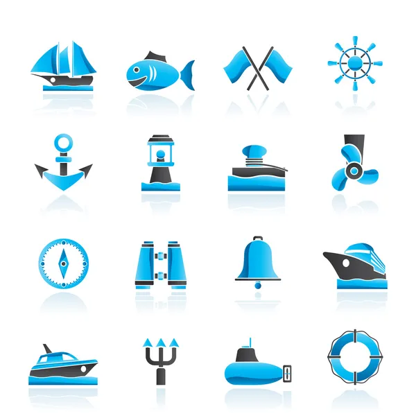 Marine, sea and nautical icons — Stock Vector