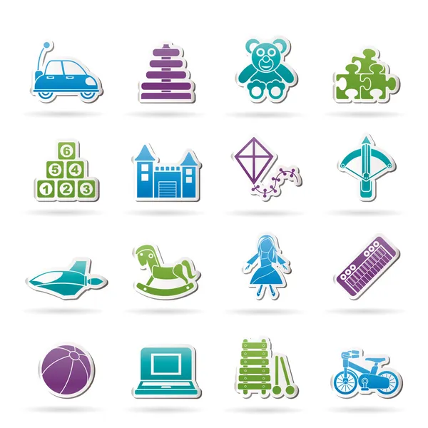 Diferentes tipos de juguetes iconos — Archivo Imágenes Vectoriales