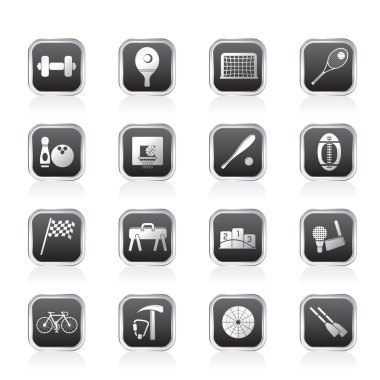 Simple Sports gear and tools icons clipart