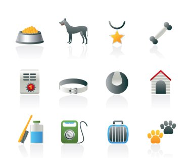 Dog accessory and symbols icons clipart