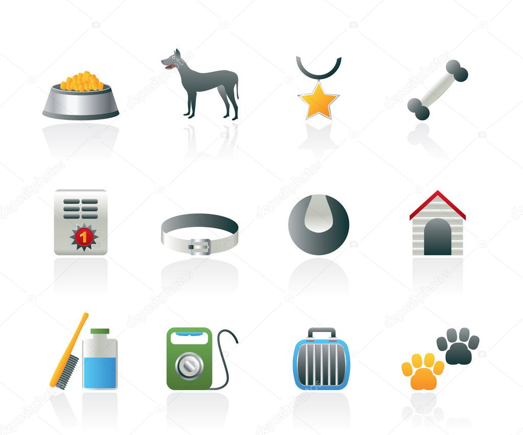 Dog accessory and symbols icons