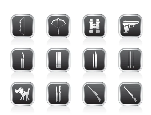 Caza y armas Iconos — Vector de stock