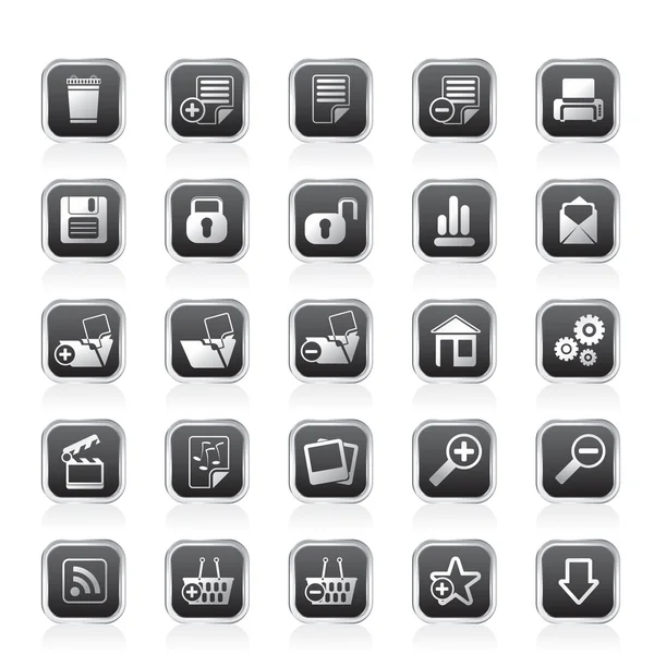 25 einfache, realistische, detaillierte Internet-Icons — Stockvektor