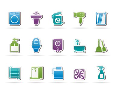 Bathroom and toilet objects and icons clipart