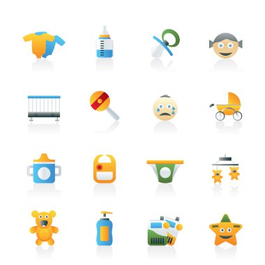 Baby, children and toys icons clipart