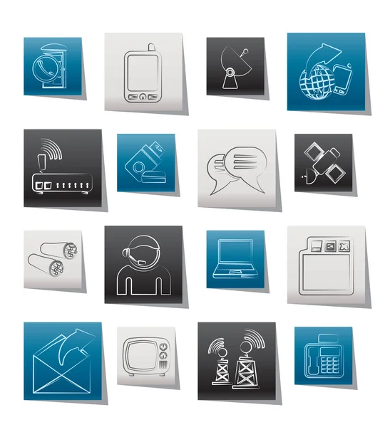 Iconos de comunicación, conexión y tecnología — Vector de stock